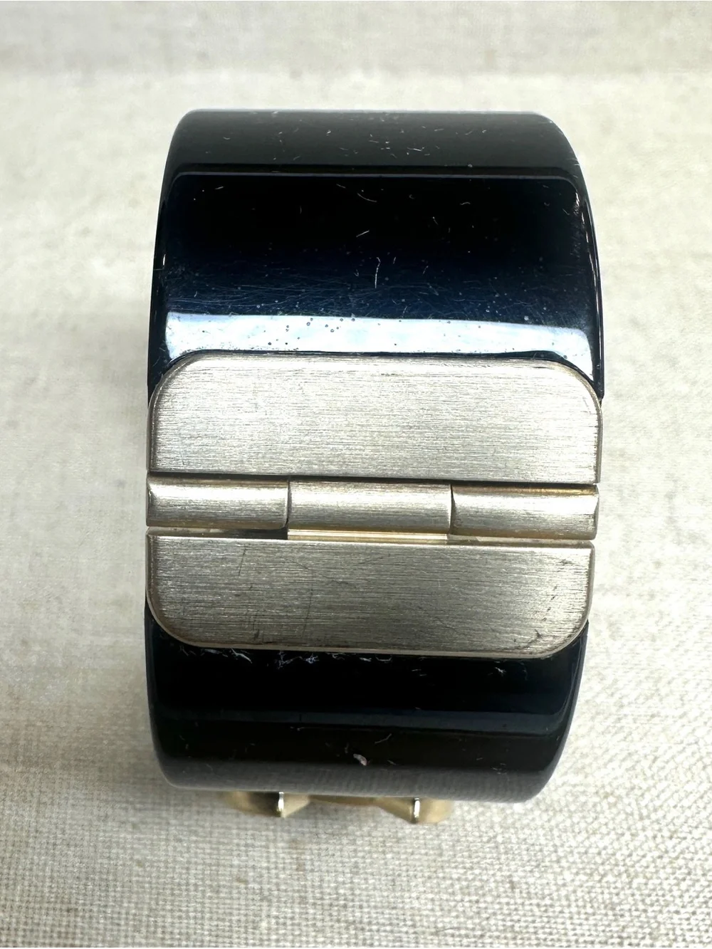 CHANEL Black Resin and Crystal CC logo cuff Spring 2011